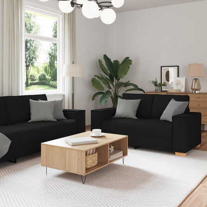 vidaXL Set Divano 3 Pezzi con Cuscini Tessuto Nero/Grigio Scuro - 39 x 30,7 x 33,1