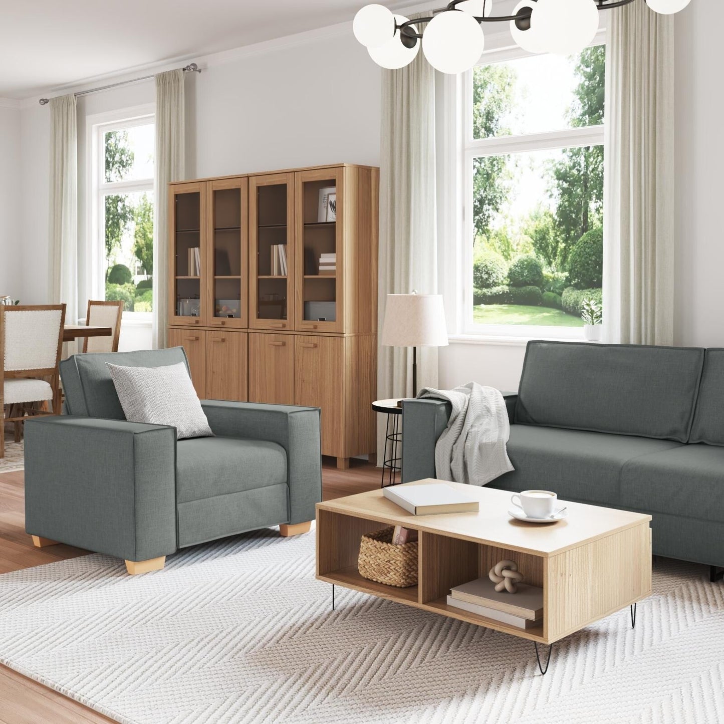 vidaXL Set Divano 3 Pezzi con Cuscini Tessuto Nero/Grigio Scuro - 39 x 30,7 x 33,1