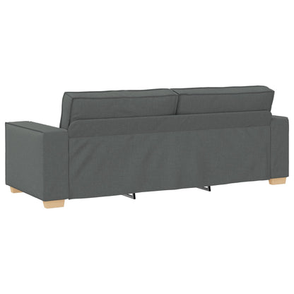 vidaXL Set Divano 3 Pezzi con Cuscini Tessuto Nero/Grigio Scuro - 39 x 30,7 x 33,1