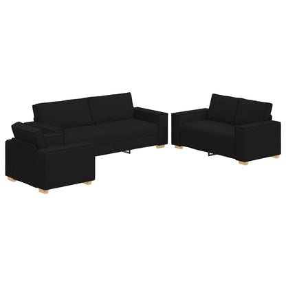 vidaXL Set Divano 3 Pezzi con Cuscini Tessuto Nero/Grigio Scuro - 39 x 30,7 x 33,1