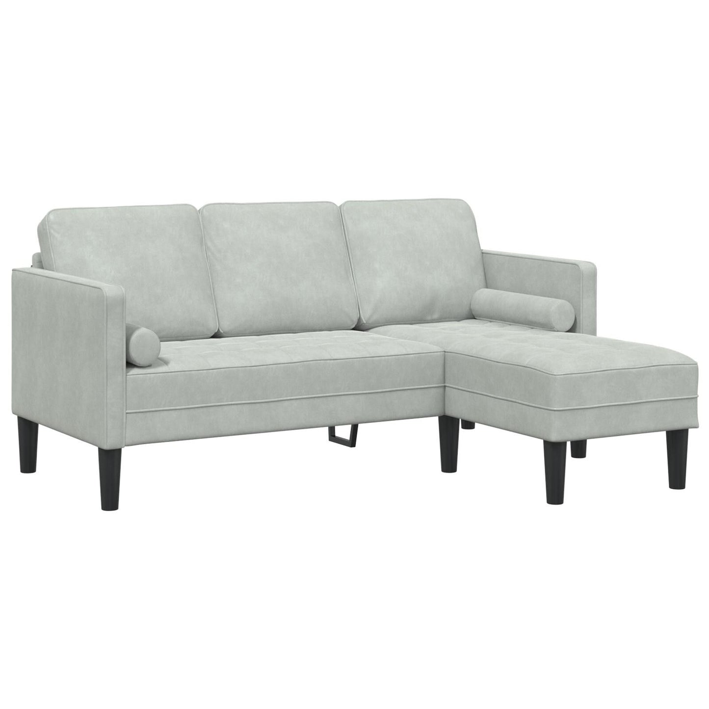vidaXL Divano da giardino a L in velluto nero/grigio scuro/grigio chiaro - 68,1 x 51,6 x 26,4