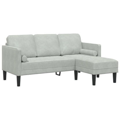vidaXL Divano da giardino a L in velluto nero/grigio scuro/grigio chiaro - 68,1 x 51,6 x 26,4