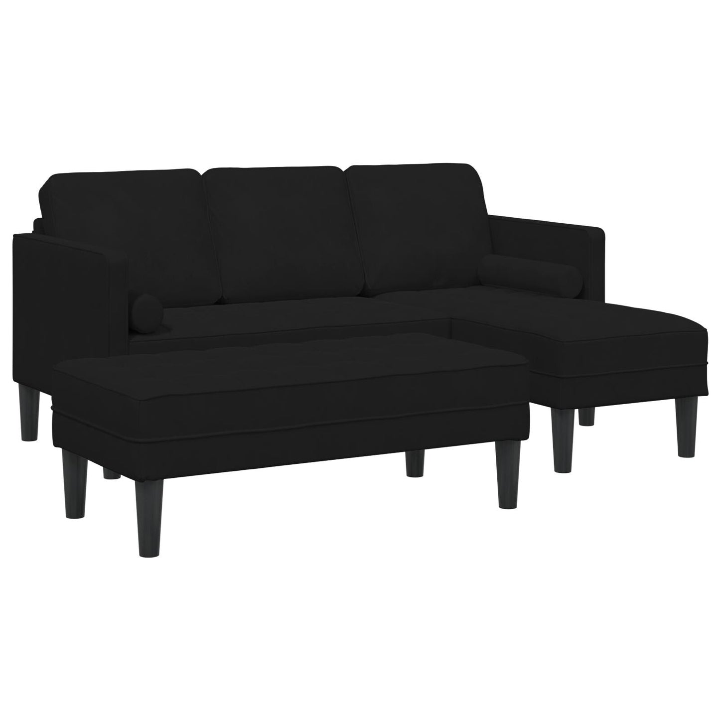 vidaXL Divano da giardino a L in velluto nero/grigio scuro/grigio chiaro - 68,1 x 51,6 x 26,4