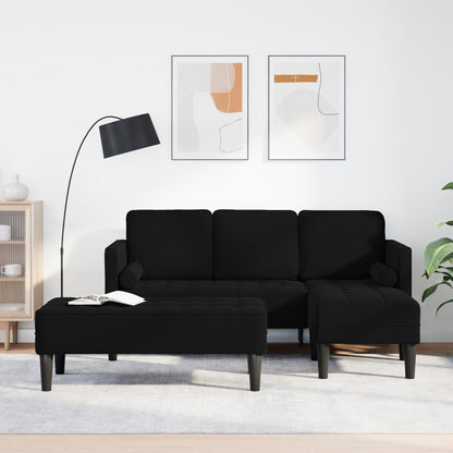 vidaXL Divano da giardino a L in velluto nero/grigio scuro/grigio chiaro - 68,1 x 51,6 x 26,4