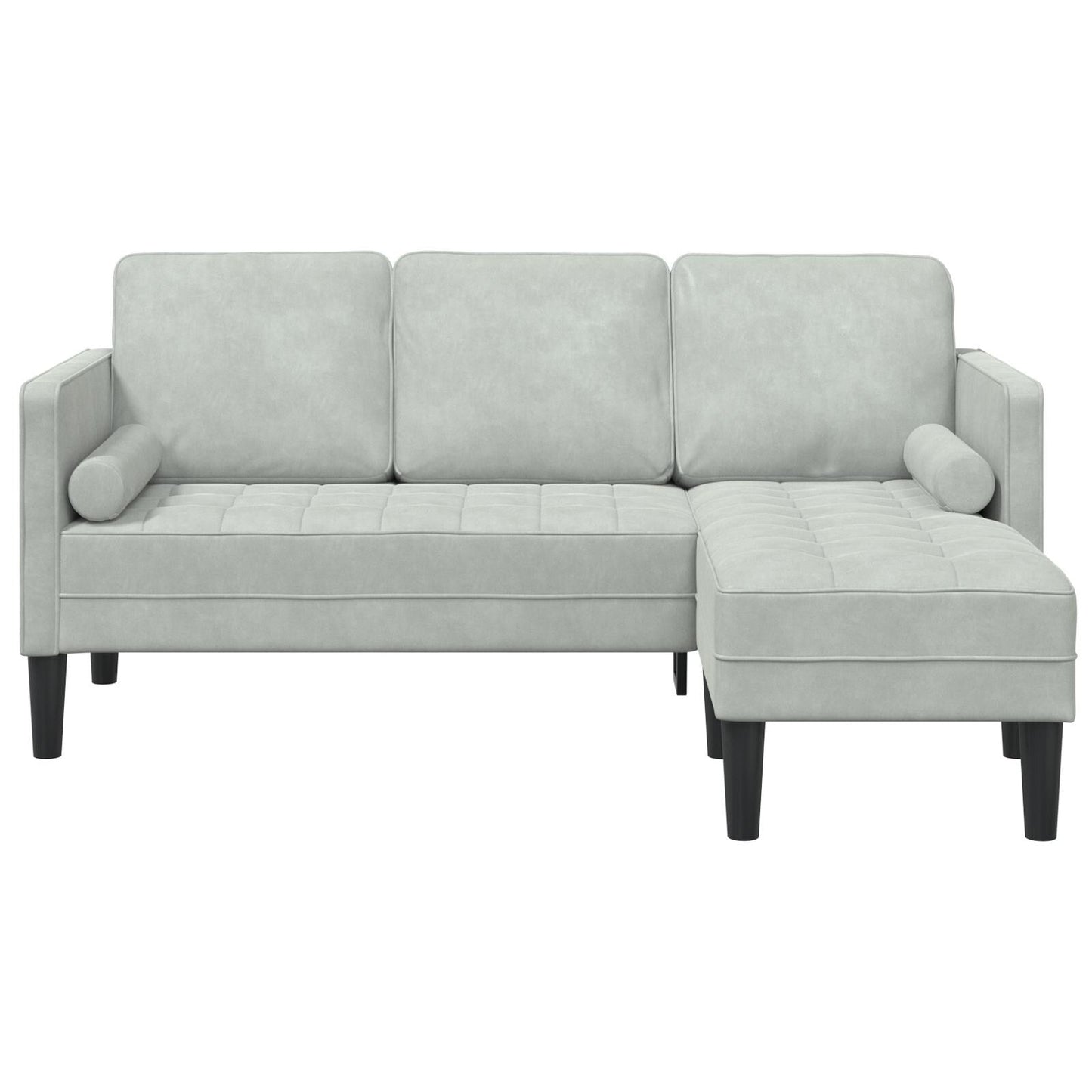 vidaXL Divano da giardino a L in velluto nero/grigio scuro/grigio chiaro - 68,1 x 51,6 x 26,4