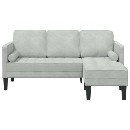 vidaXL Divano da giardino a L in velluto nero/grigio scuro/grigio chiaro - 68,1 x 51,6 x 26,4