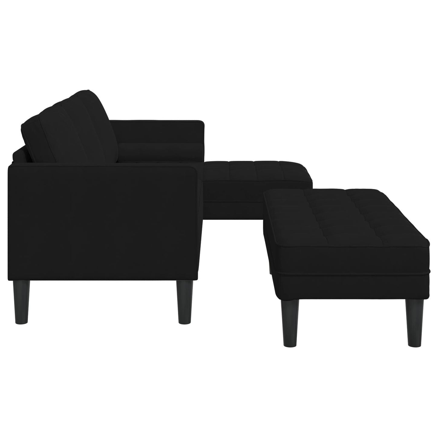 vidaXL Divano da giardino a L in velluto nero/grigio scuro/grigio chiaro - 68,1 x 51,6 x 26,4