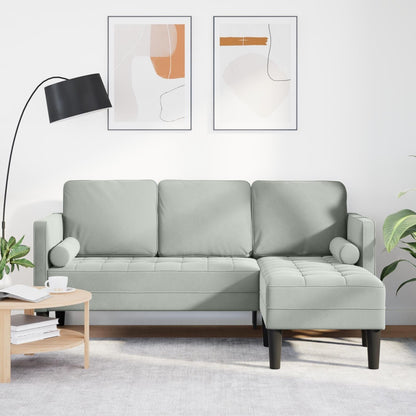 vidaXL Divano da giardino a L in velluto nero/grigio scuro/grigio chiaro - 68,1 x 51,6 x 26,4