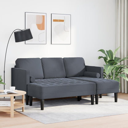 vidaXL Divano da giardino a L in velluto nero/grigio scuro/grigio chiaro - 68,1 x 51,6 x 26,4