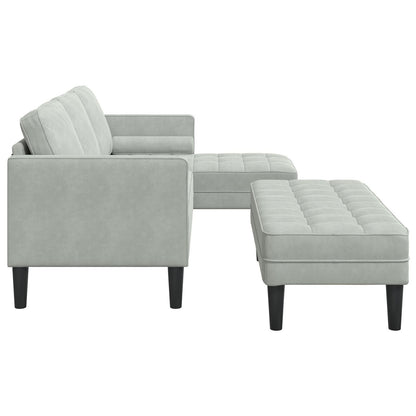 vidaXL Divano da giardino a L in velluto nero/grigio scuro/grigio chiaro - 68,1 x 51,6 x 26,4