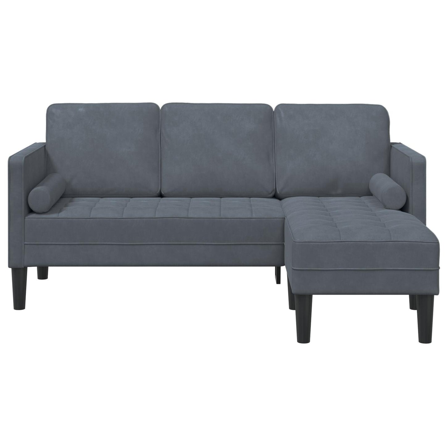vidaXL Divano da giardino a L in velluto nero/grigio scuro/grigio chiaro - 68,1 x 51,6 x 26,4