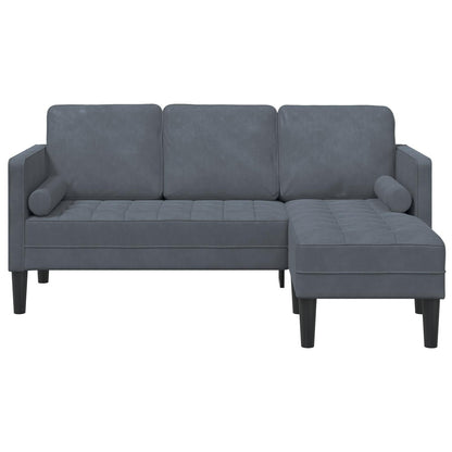 vidaXL Divano da giardino a L in velluto nero/grigio scuro/grigio chiaro - 68,1 x 51,6 x 26,4