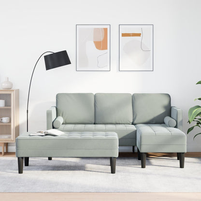 vidaXL Divano da giardino a L in velluto nero/grigio scuro/grigio chiaro - 68,1 x 51,6 x 26,4