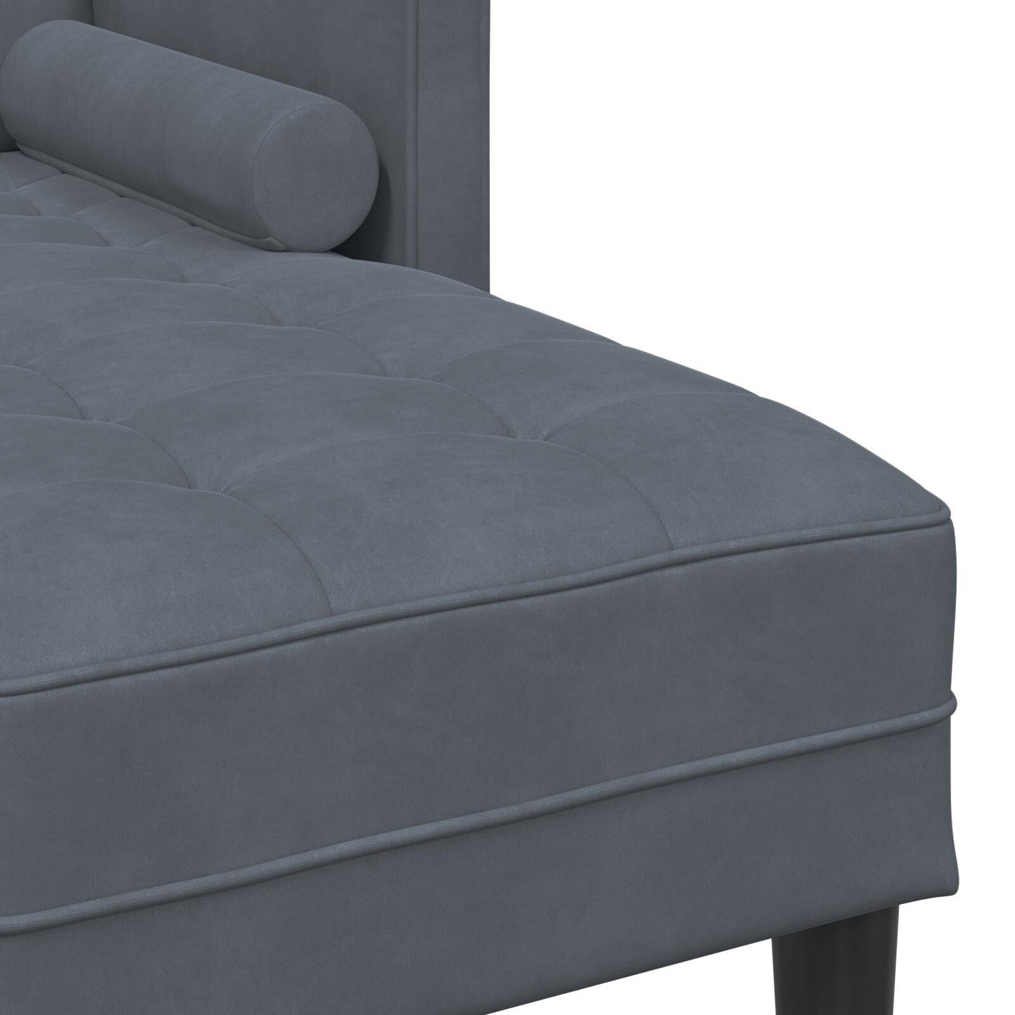 vidaXL Divano da giardino a L in velluto nero/grigio scuro/grigio chiaro - 68,1 x 51,6 x 26,4