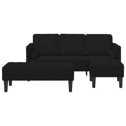 vidaXL Divano da giardino a L in velluto nero/grigio scuro/grigio chiaro - 68,1 x 51,6 x 26,4