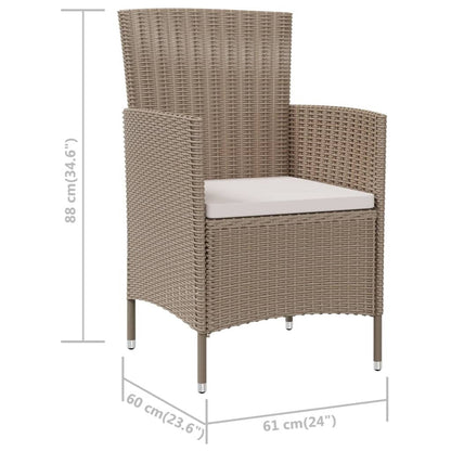 vidaXL Sedie da giardino per tutte le stagioni, sedia da pranzo singola con cuscini in polyrattan