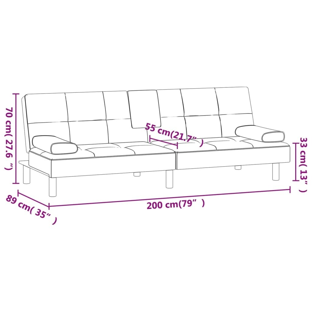 vidaXL Divano Letto Pieghevole con Portabicchieri in Similpelle - 78,7 x 35 x 27,6 cm