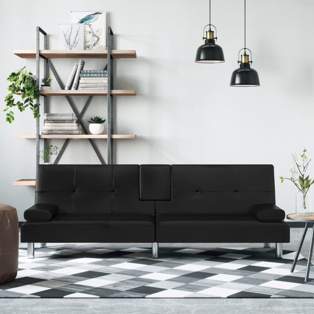vidaXL Divano Letto Pieghevole con Portabicchieri in Similpelle - 78,7 x 35 x 27,6 cm