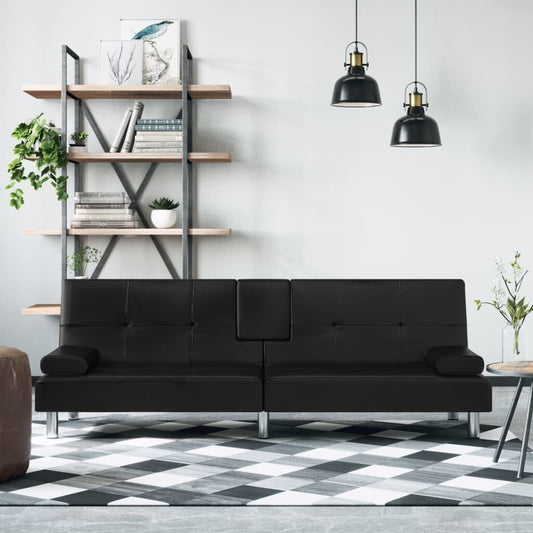 vidaXL Divano Letto Pieghevole con Portabicchieri in Similpelle - 78,7 x 35 x 27,6 cm