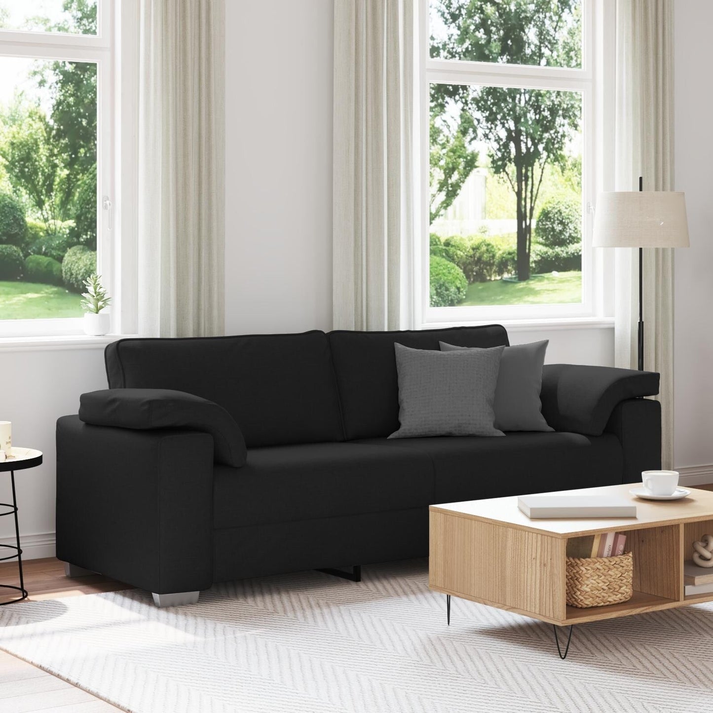 vidaXL Divano Nero/Grigio scuro in metallo - 86,2 x 30,3 x 32,3