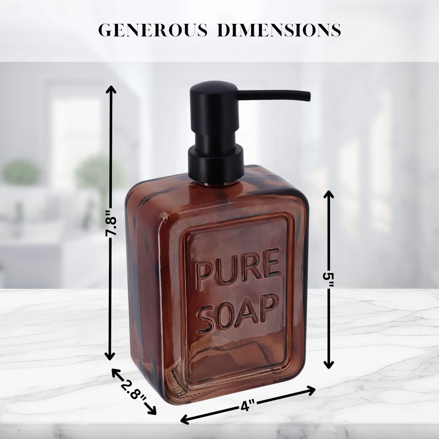Dispenser di sapone in vetro vintage PURE SOAP 18 FL OZ - 18 Fl Oz