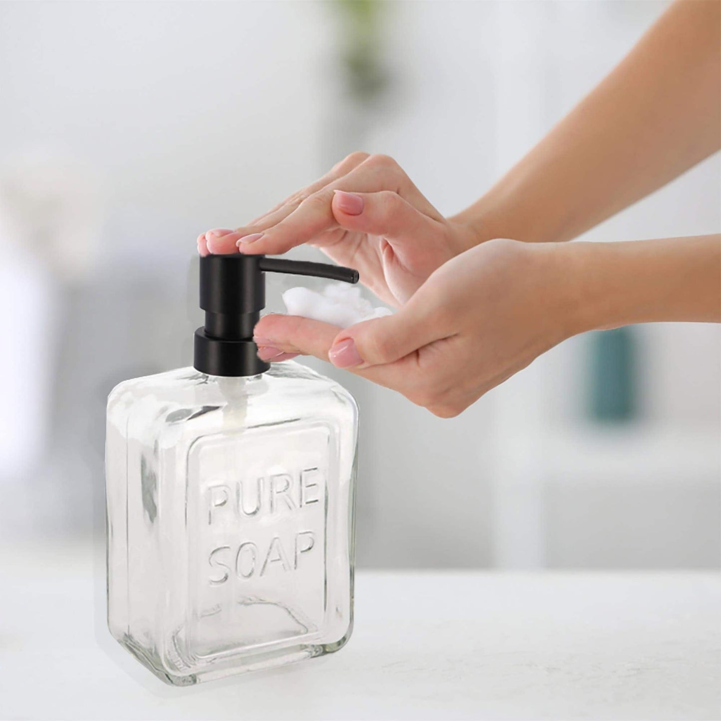 Dispenser di sapone in vetro vintage PURE SOAP 18 FL OZ - 18 Fl Oz