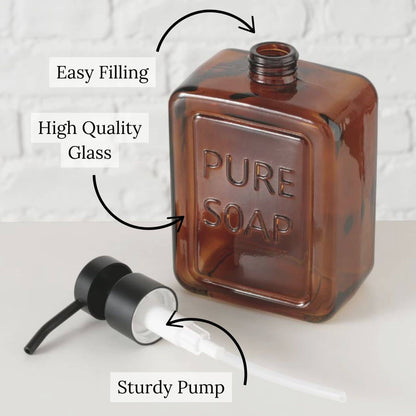 Dispenser di sapone in vetro vintage PURE SOAP 18 FL OZ - 18 Fl Oz