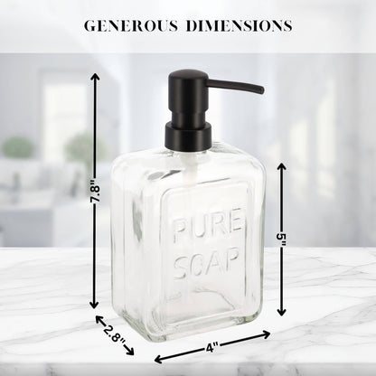 Dispenser di sapone in vetro vintage PURE SOAP 18 FL OZ - 18 Fl Oz